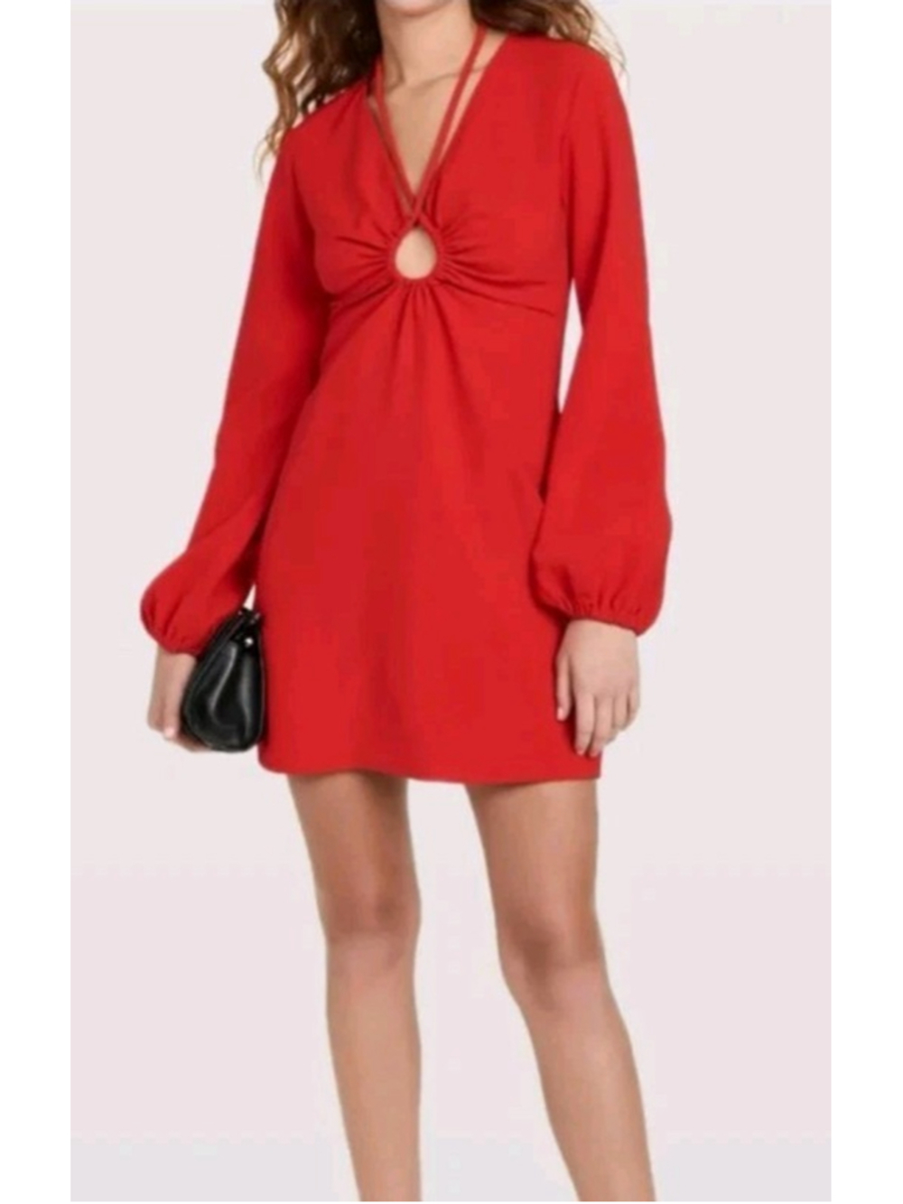 A.L.C. Candy Red Cutout Tie Front Mini Dress Long Sleeve Sz 2 NWT $495 Cocktail